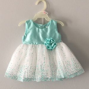 George | NWOT Formal Teal Rose Dress | 0-3M